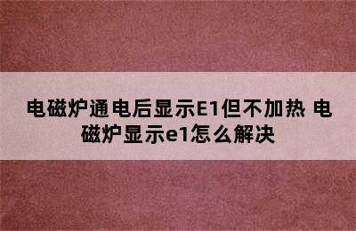 电磁炉通电后显示E1但不加热 电磁炉显示e1怎么解决